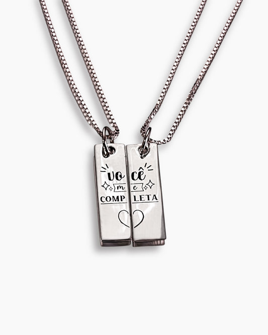 Dupla de Colares Personalizados Você me Completa + Nome