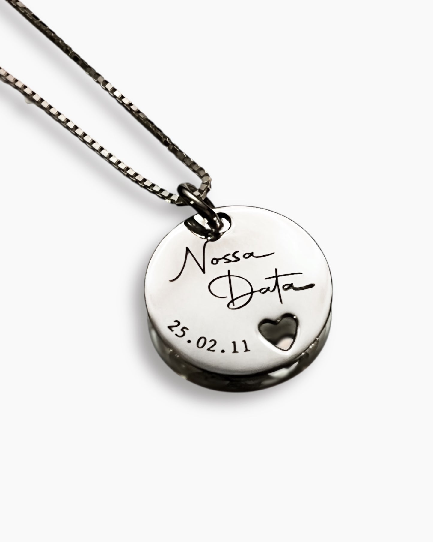 Colar Personalizado Nossa Data Coração Vazado