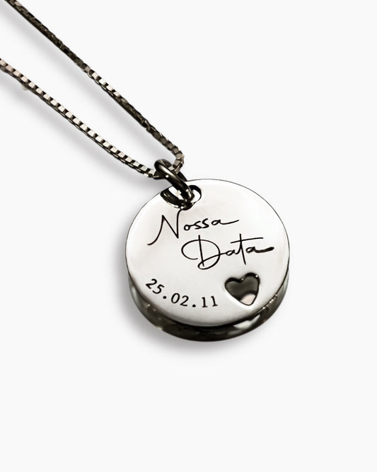 Colar Personalizado Nossa Data Coração Vazado